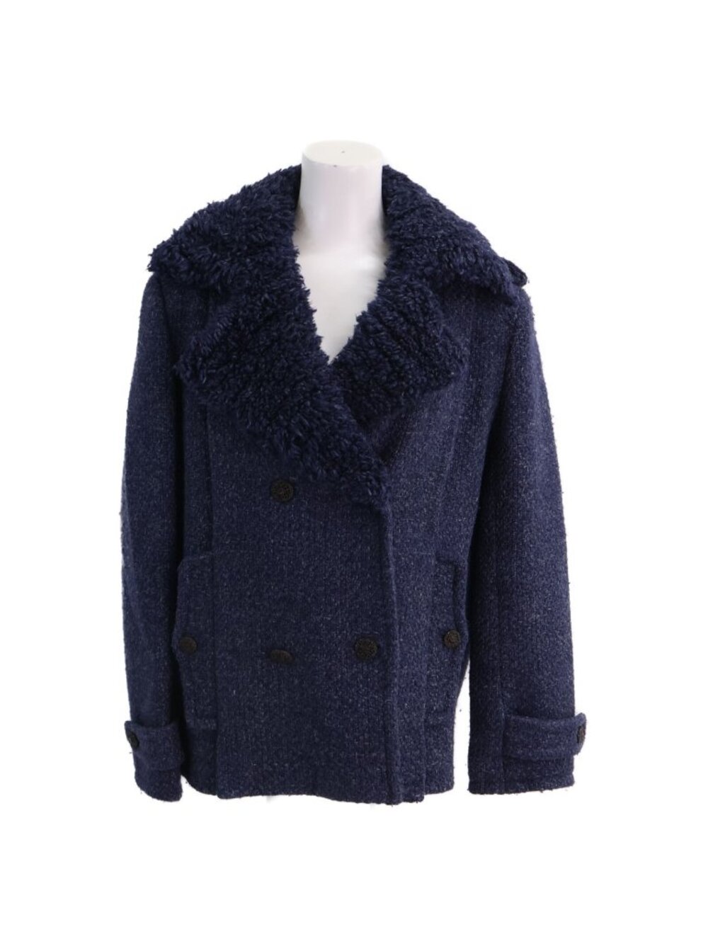 Chanel CC Logo Button Fleece Color Tweed Double Jacket 38